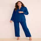 Plus Size Long Sleeve Ten-Button Shawl-Collar Pant Suit &ndash; 2-Piece Pant Set image number null