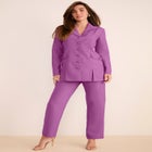 Plus Size Long Sleeve Ten-Button Shawl-Collar Pant Suit &ndash; 2-Piece Pant Set image number null