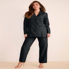 Plus Size Long Sleeve Ten-Button Shawl-Collar Pant Suit &ndash; 2-Piece Pant Set image number null