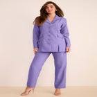 Plus Size Long Sleeve Ten-Button Shawl-Collar Pant Suit &ndash; 2-Piece Pant Set image number null