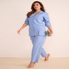 Plus Size Long Sleeve Ten-Button Shawl-Collar Pant Suit &ndash; 2-Piece Pant Set image number null