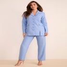 Plus Size Long Sleeve Ten-Button Shawl-Collar Pant Suit &ndash; 2-Piece Pant Set image number null