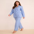 Plus Size Long Sleeve Ten-Button Shawl-Collar Pant Suit &ndash; 2-Piece Pant Set image number null