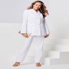 Plus Size Long Sleeve Ten-Button Shawl-Collar Pant Suit – 2-Piece Pant Set image number null