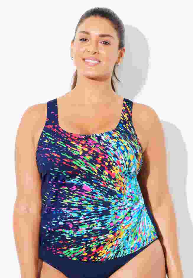 Chlorine Resistant Classic Scoop Neck Tankini Top image number 0