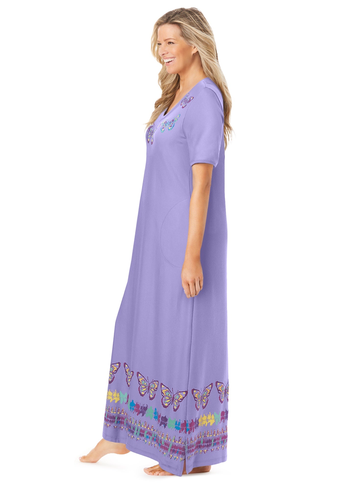V-Neck Short Sleeve Maxi Lounger image number 2