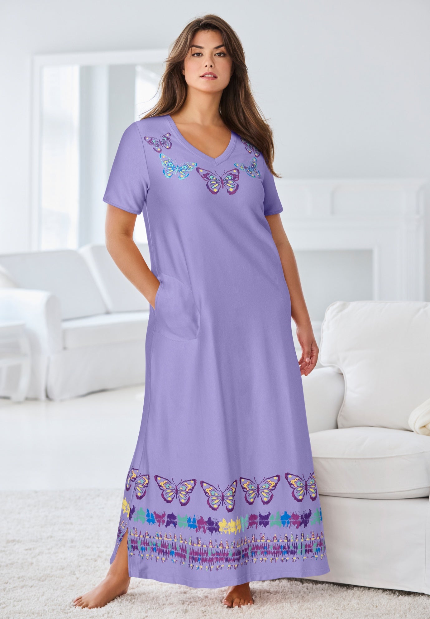 V-Neck Short Sleeve Maxi Lounger image number 0