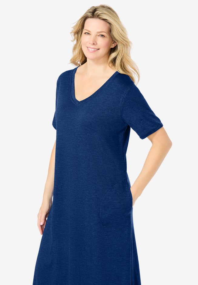 V-Neck Short Sleeve Maxi Lounger image number 3