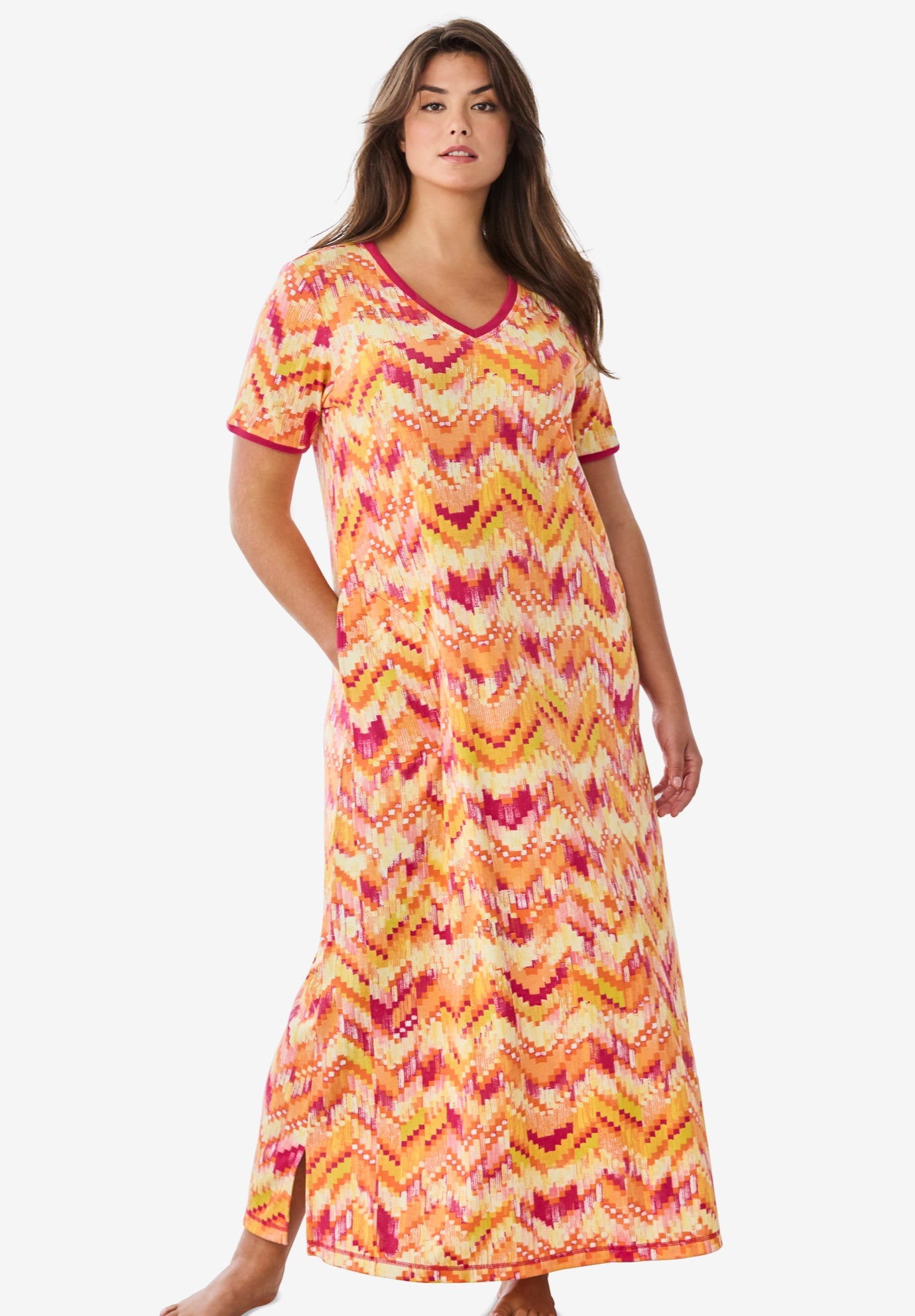 V-Neck Short Sleeve Maxi Lounger image number 0