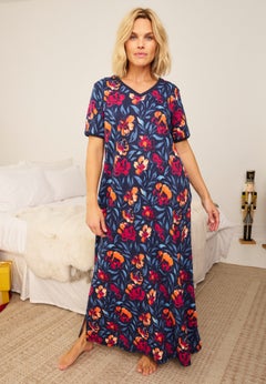 V-Neck Short Sleeve Maxi T-Shirt Lounger