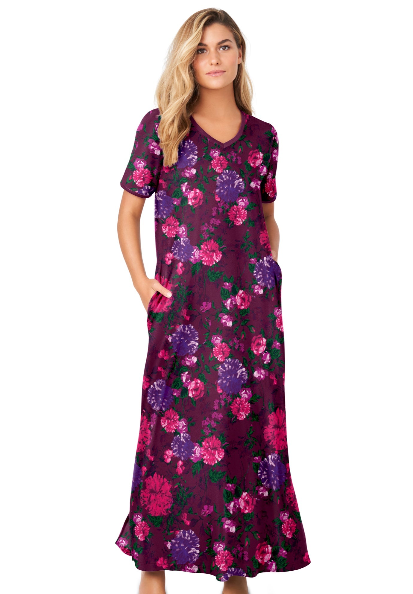 V-Neck Short Sleeve Maxi Lounger image number 0