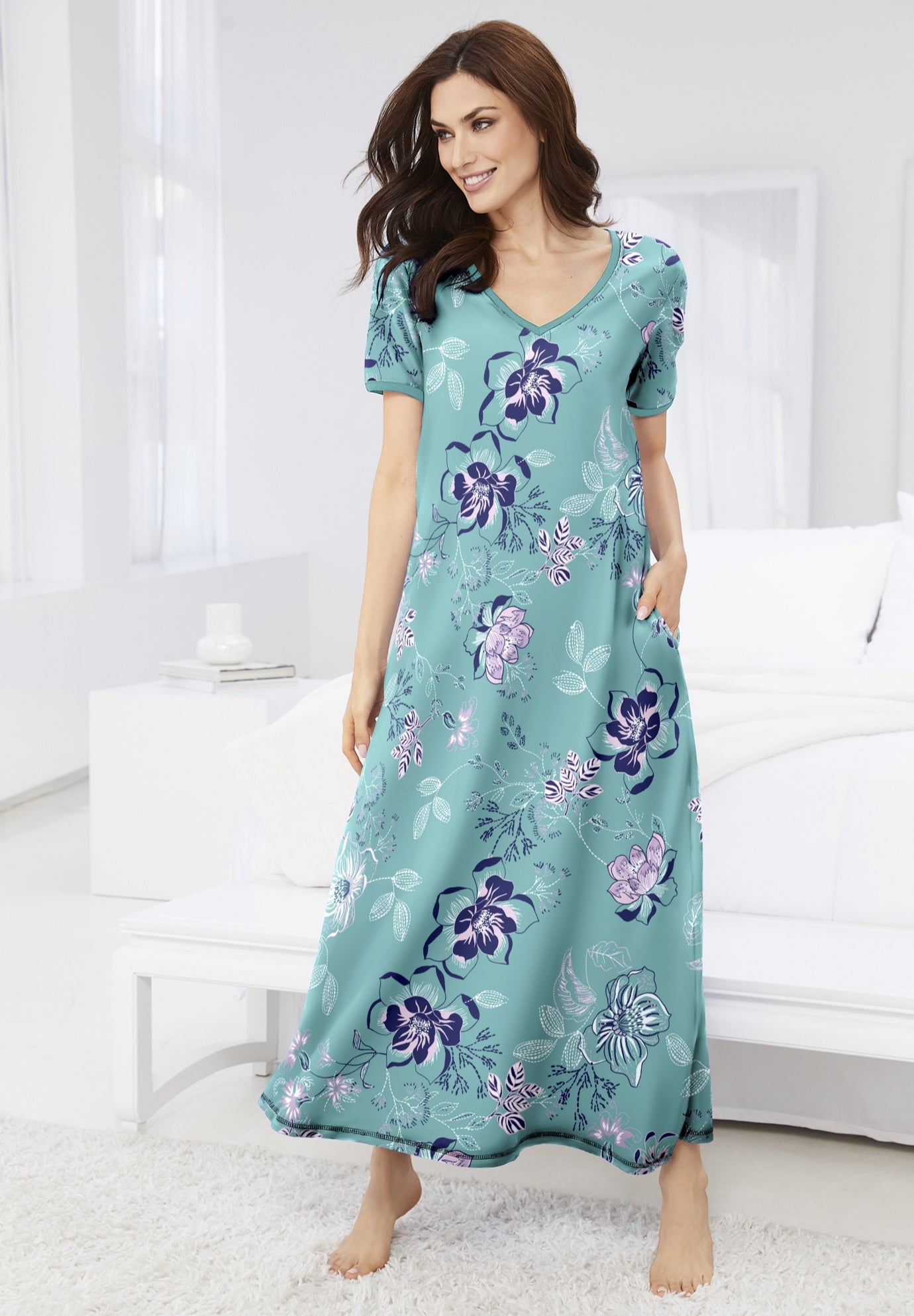 V-NECK SHORT SLEEVE MAXI LOUNGER image number 0