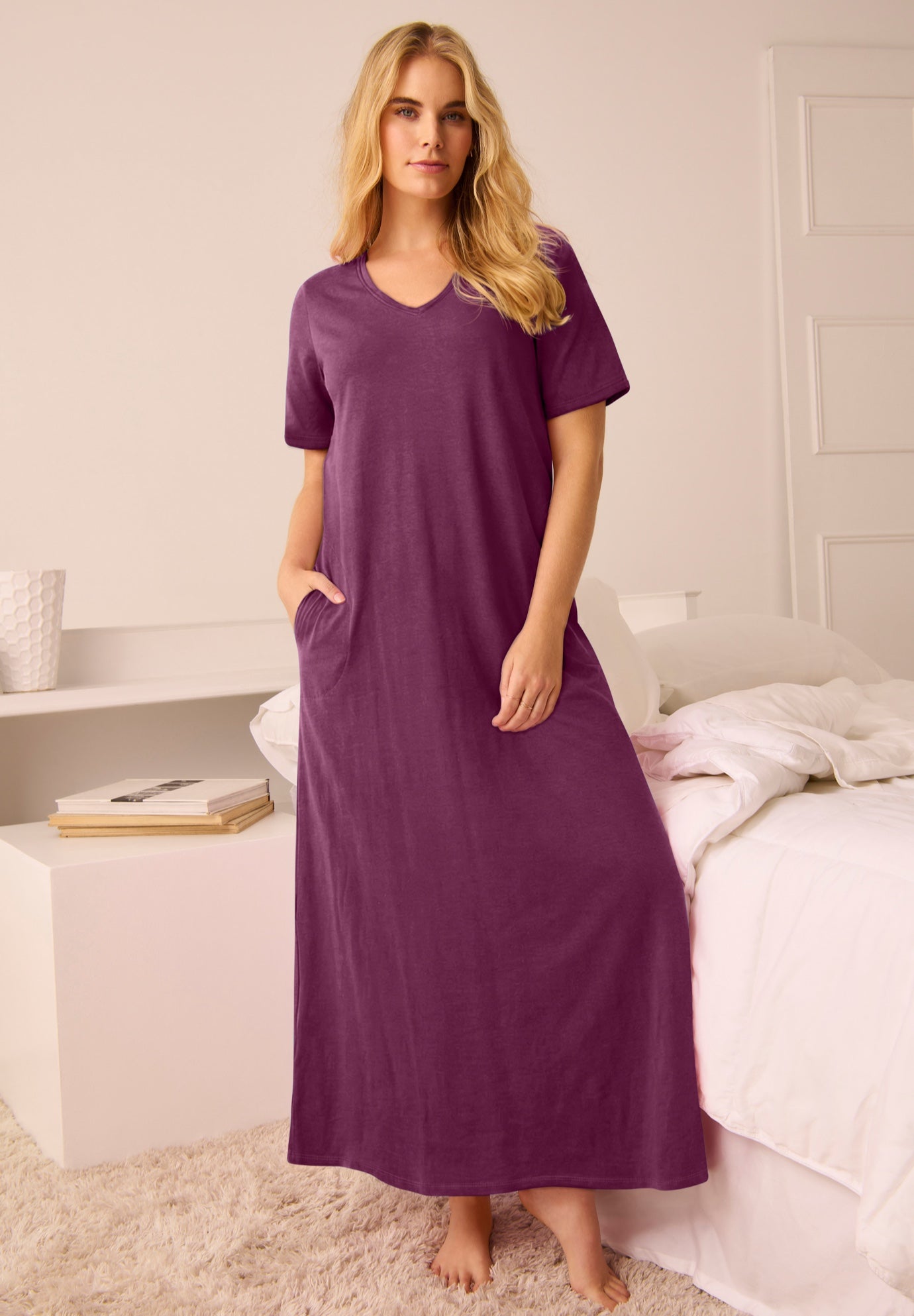 V-Neck Short Sleeve Maxi Lounger image number 0