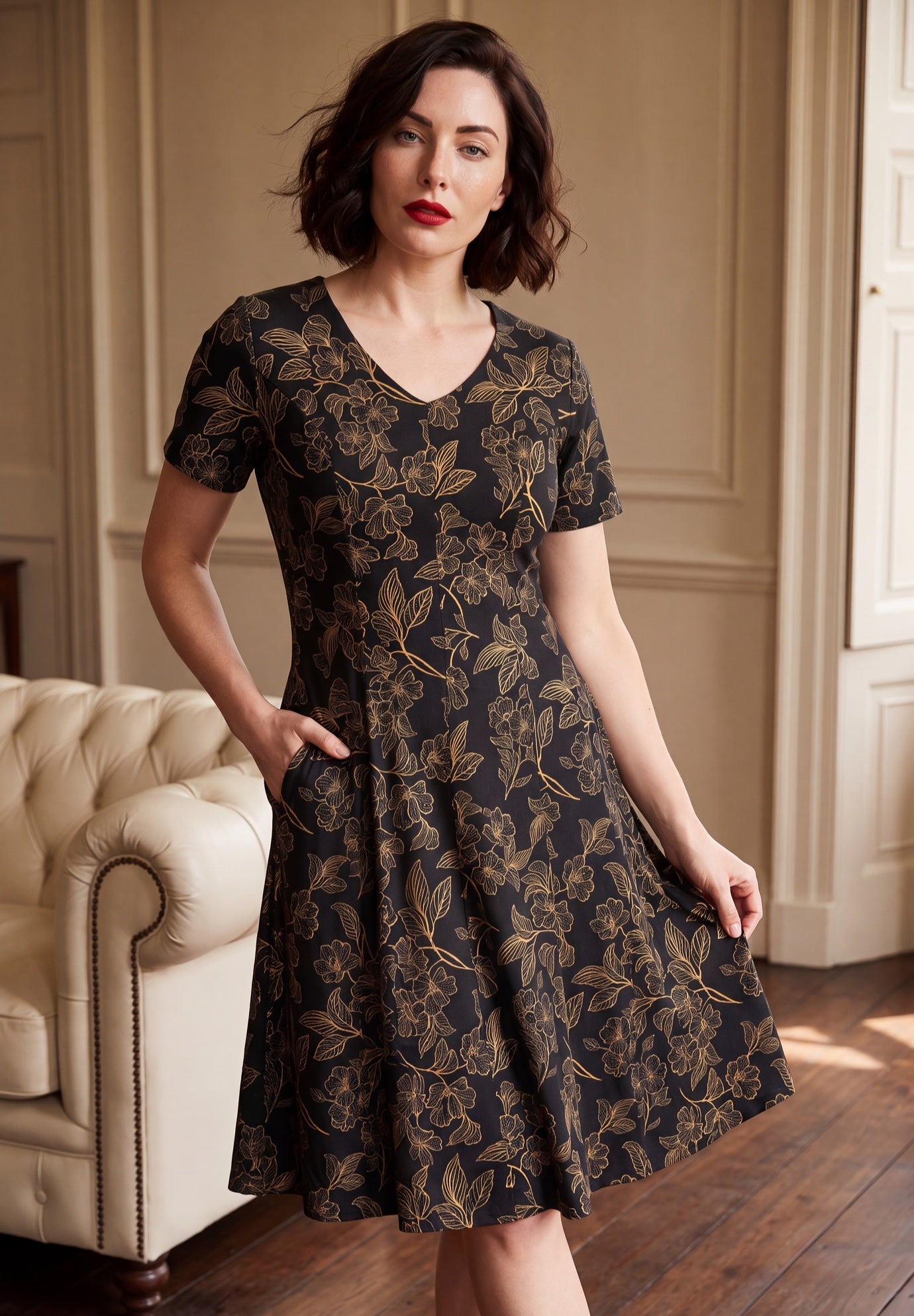Ponte Flared Dress image number 0