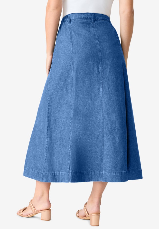 Plus Size Classic Stretch A Line Maxi Skirt image number 1