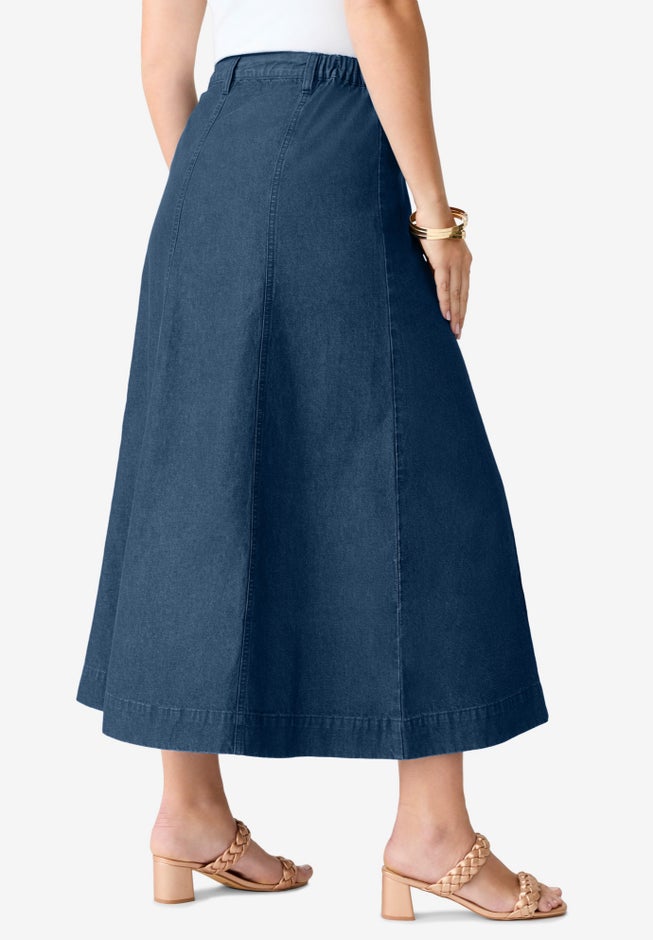 Plus Size Classic Stretch A Line Maxi Skirt image number 2