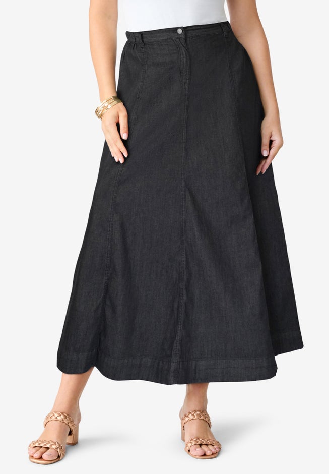 Plus Size Classic Stretch A Line Maxi Skirt image number 0