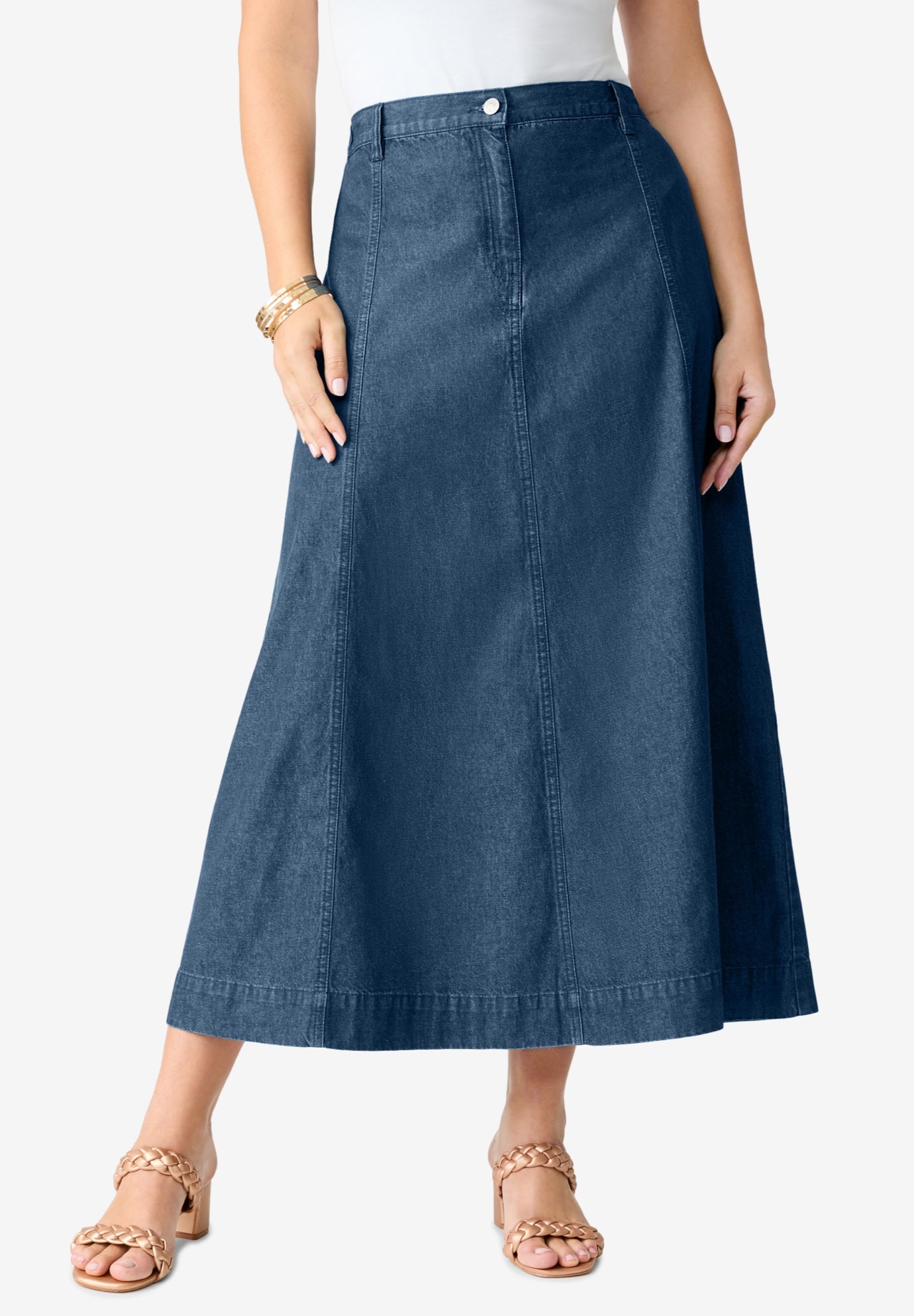 Plus Size Classic Stretch A Line Maxi Skirt image number 0