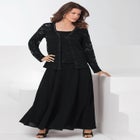 Plus-Size 2 Piece Long Sleeve Embellished Lace Jacket and Full Gown image number null