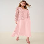 Plus-Size 2 Piece Long Sleeve Embellished Lace Jacket and Full Gown image number null