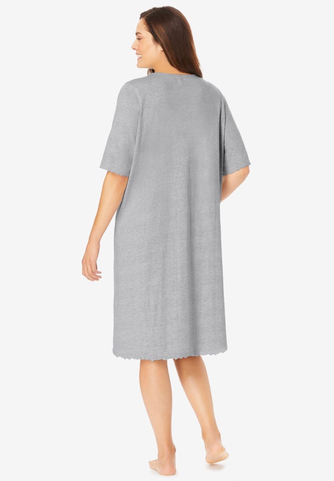 Satin Trim Cotton Sleepshirt image number 1