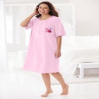 Satin Trim Cotton Sleepshirt image number null