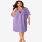 Satin Trim Cotton Sleepshirt image number null