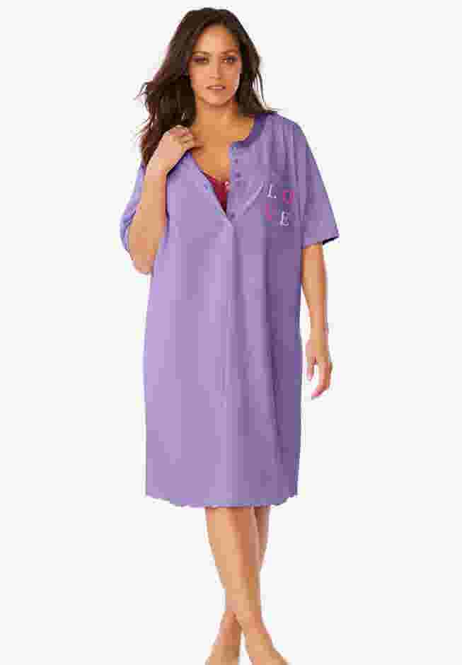 Satin Trim Cotton Sleepshirt image number 0