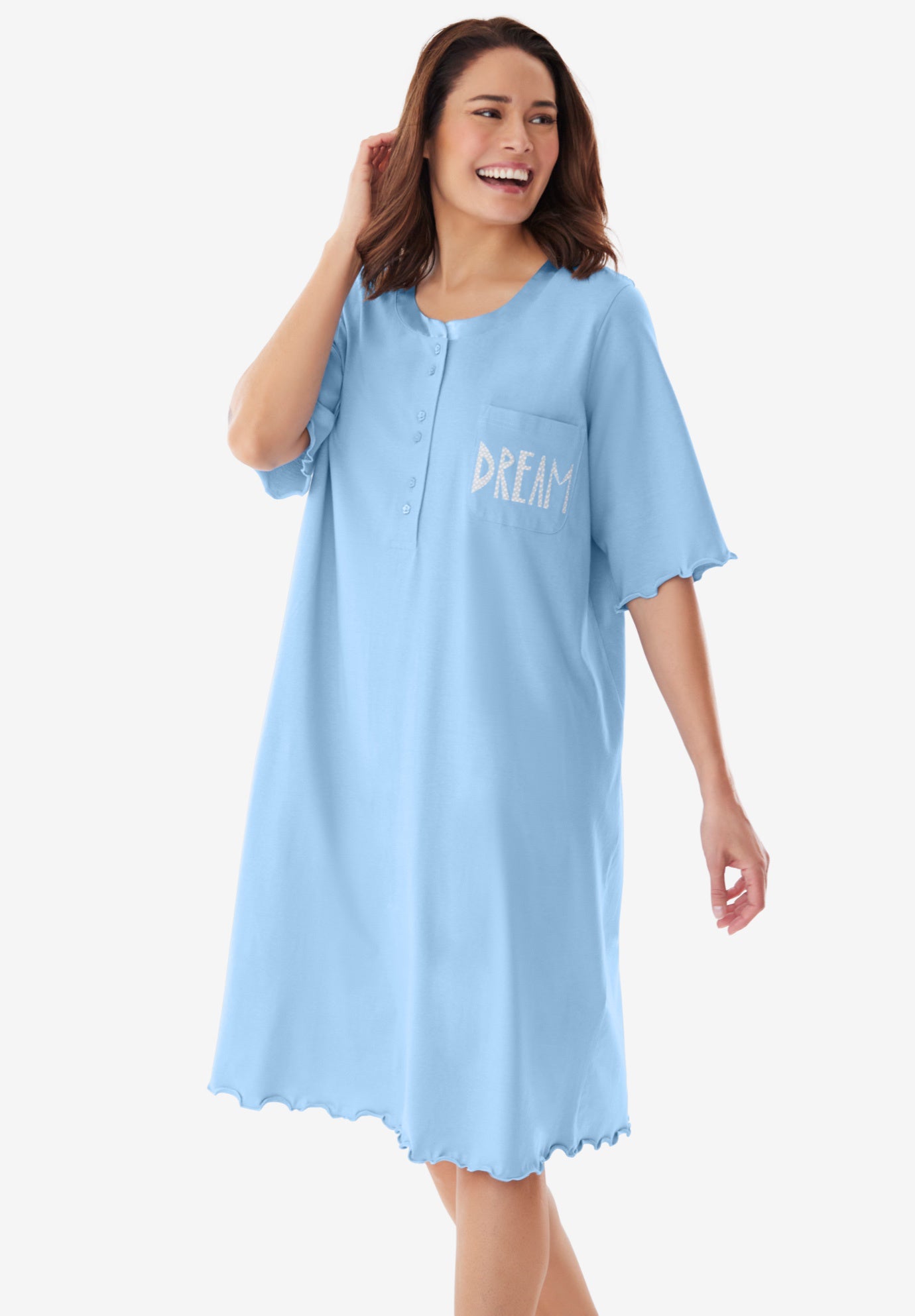 Satin Trim Cotton Sleepshirt image number 0