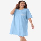 Satin Trim Cotton Sleepshirt image number null