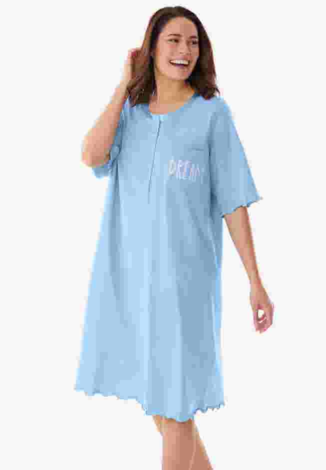 Satin Trim Cotton Sleepshirt image number 0
