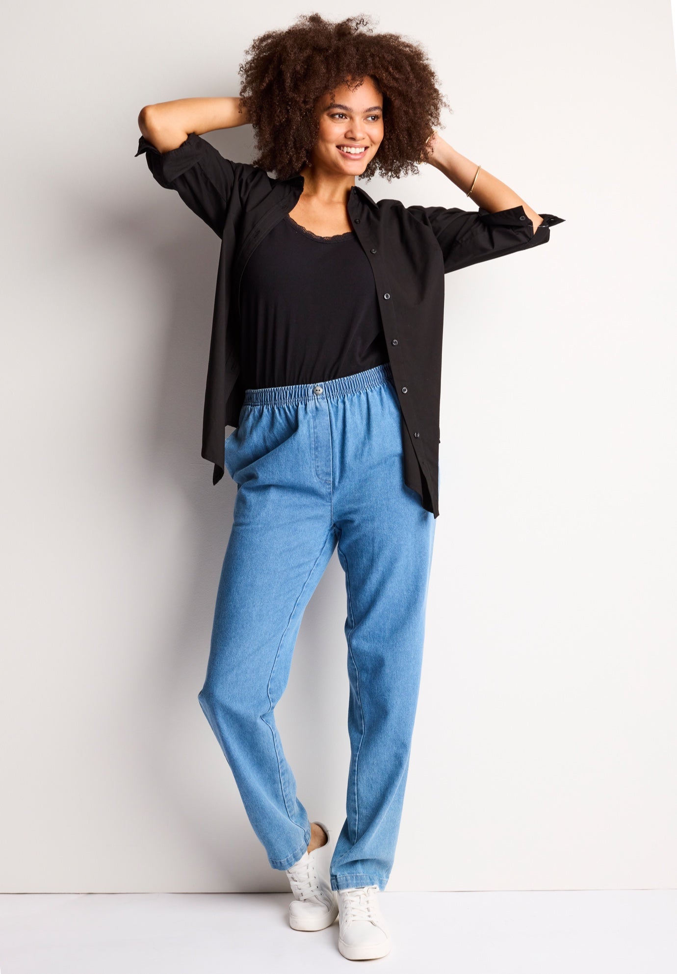 7-Day Straight-Leg Elastic-Waist Cotton Denim Pant image number 3