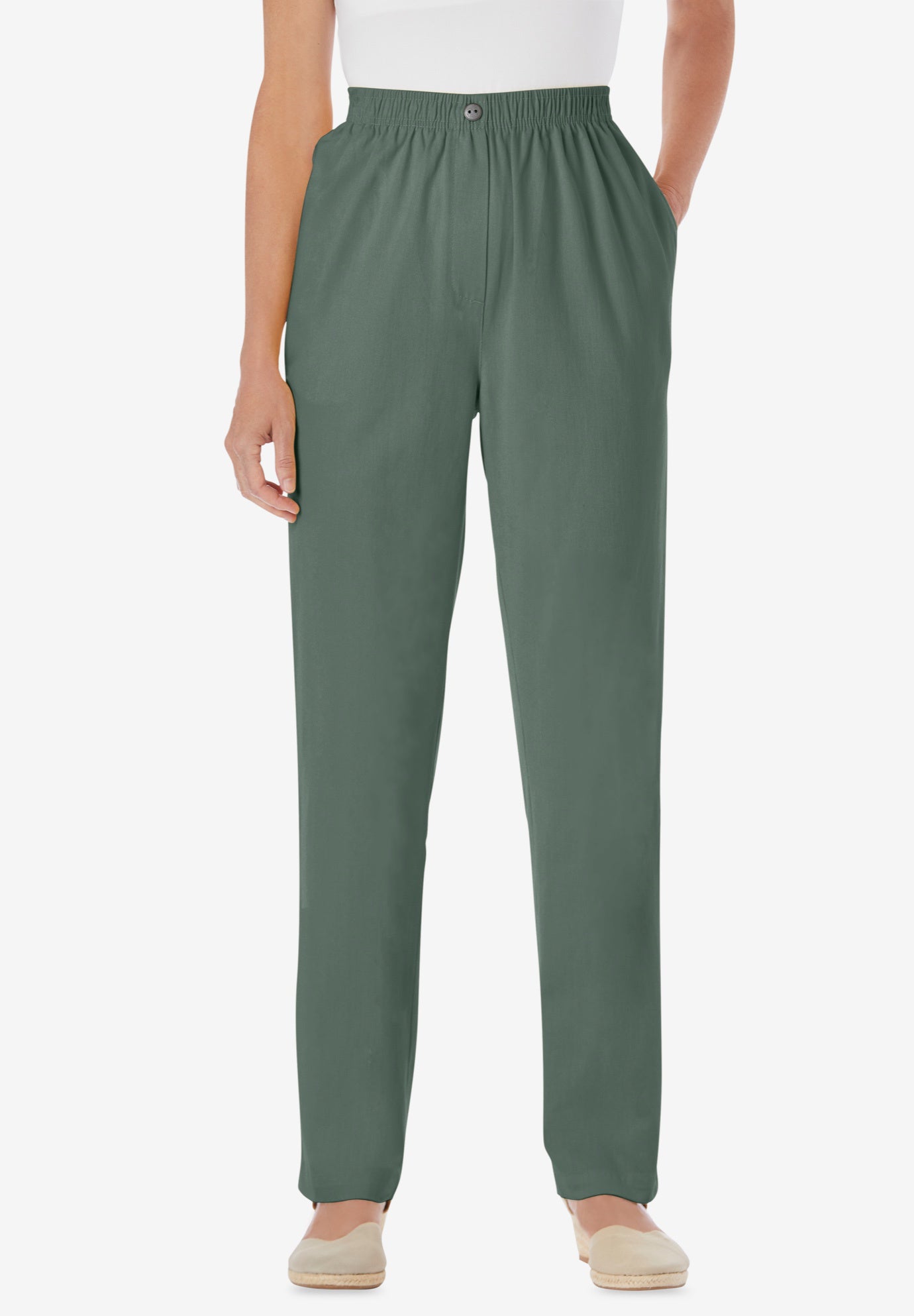 7-Day Straight-Leg Elastic-Waist Cotton Denim Pant image number 0