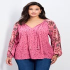 Eliana Border Print Sleeve Peasant Top image number null