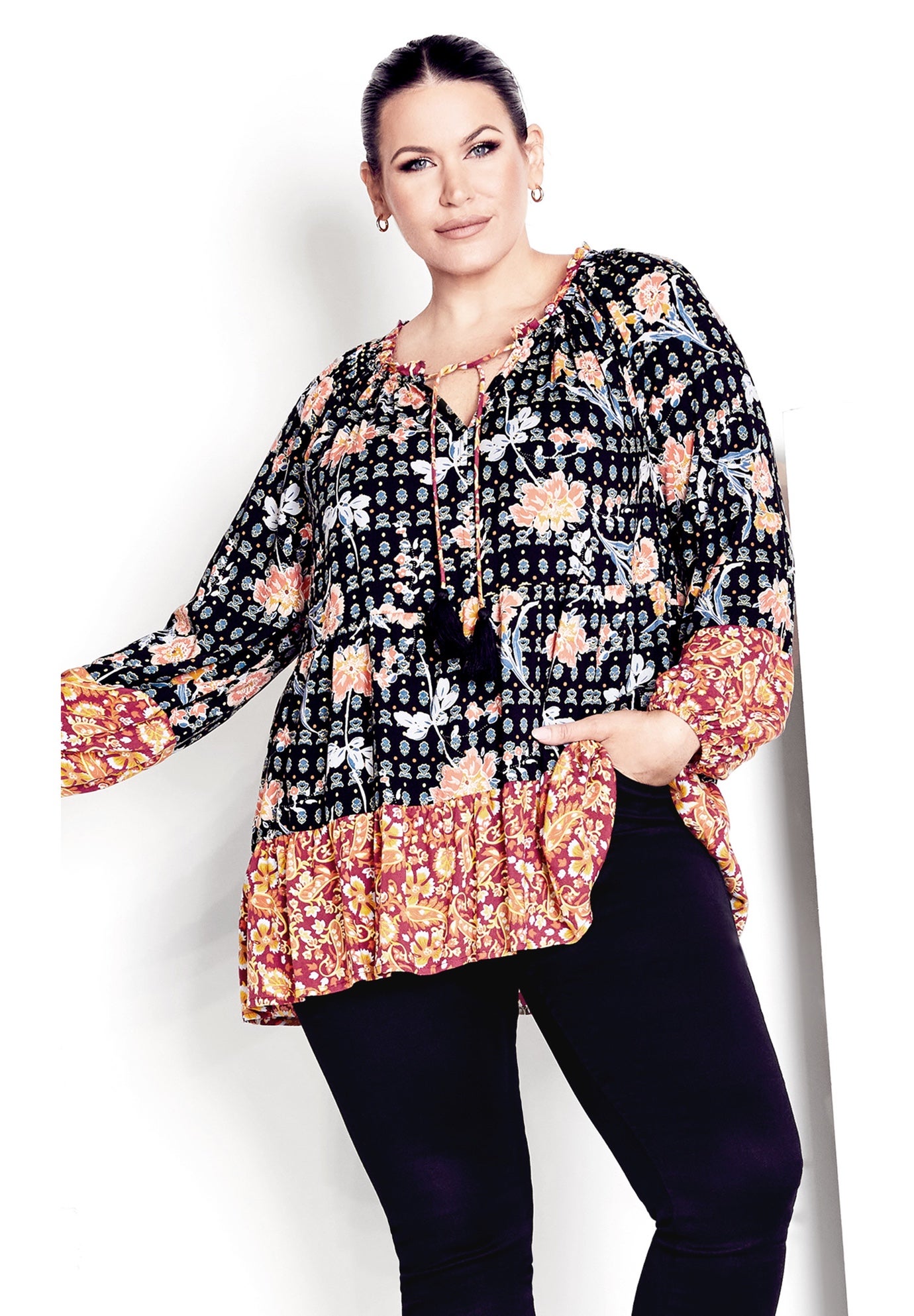 Imari Empire Waist Spliced Top image number 0