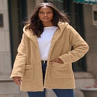 Plus Size Hooded Teddy Fleece Coat image number null
