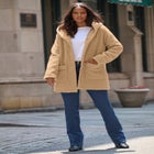 Plus Size Hooded Teddy Fleece Coat image number null