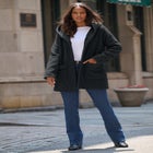 Plus Size Hooded Teddy Fleece Coat image number null