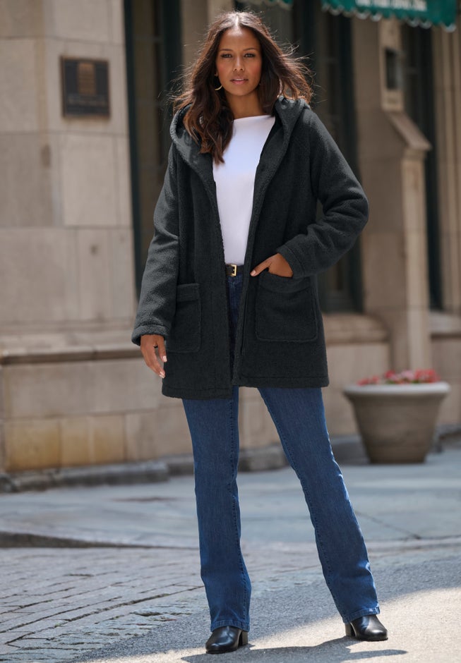 Plus Size Hooded Teddy Fleece Coat image number 0