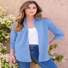 Plus Size Kate Long Sleeve Easy Cotton-Blend Button-Front Shirt image number null