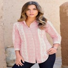 Plus Size Kate Long Sleeve Easy Cotton-Blend Button-Front Shirt image number null