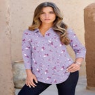 Plus Size Kate Long Sleeve Easy Cotton-Blend Button-Front Shirt image number null