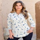 Plus Size Kate Long Sleeve Easy Cotton-Blend Button-Front Shirt image number null