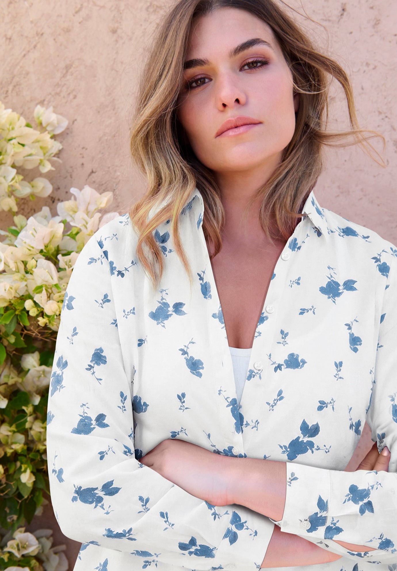 Plus Size Kate Long Sleeve Easy Cotton-Blend Button-Front Shirt image number 1