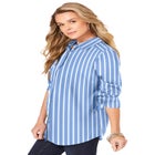 Plus Size Kate Long Sleeve Easy Cotton-Blend Button-Front Shirt image number null