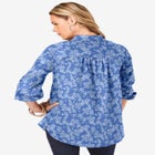 Plus Size Kate Long Sleeve Easy Cotton-Blend Button-Front Shirt image number null