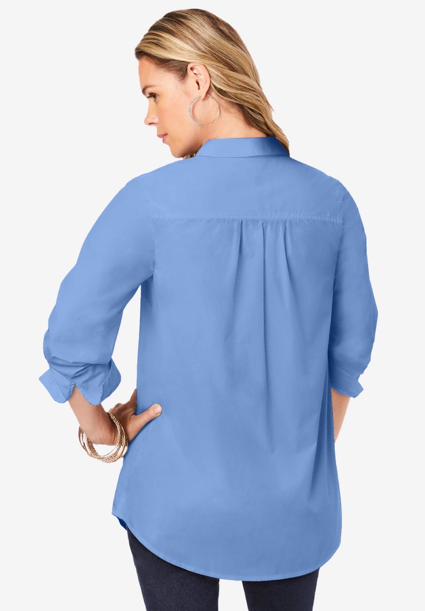 Plus Size Kate Long Sleeve Easy Cotton-Blend Button-Front Shirt image number 2