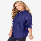 Plus Size Kate Long Sleeve Easy Cotton-Blend Button-Front Shirt image number null