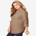 Kate Long-Sleeve Crisp Cotton-Blend Button-Front Shirt image number null