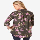 Plus Size Kate Long Sleeve Easy Cotton-Blend Button-Front Shirt image number null